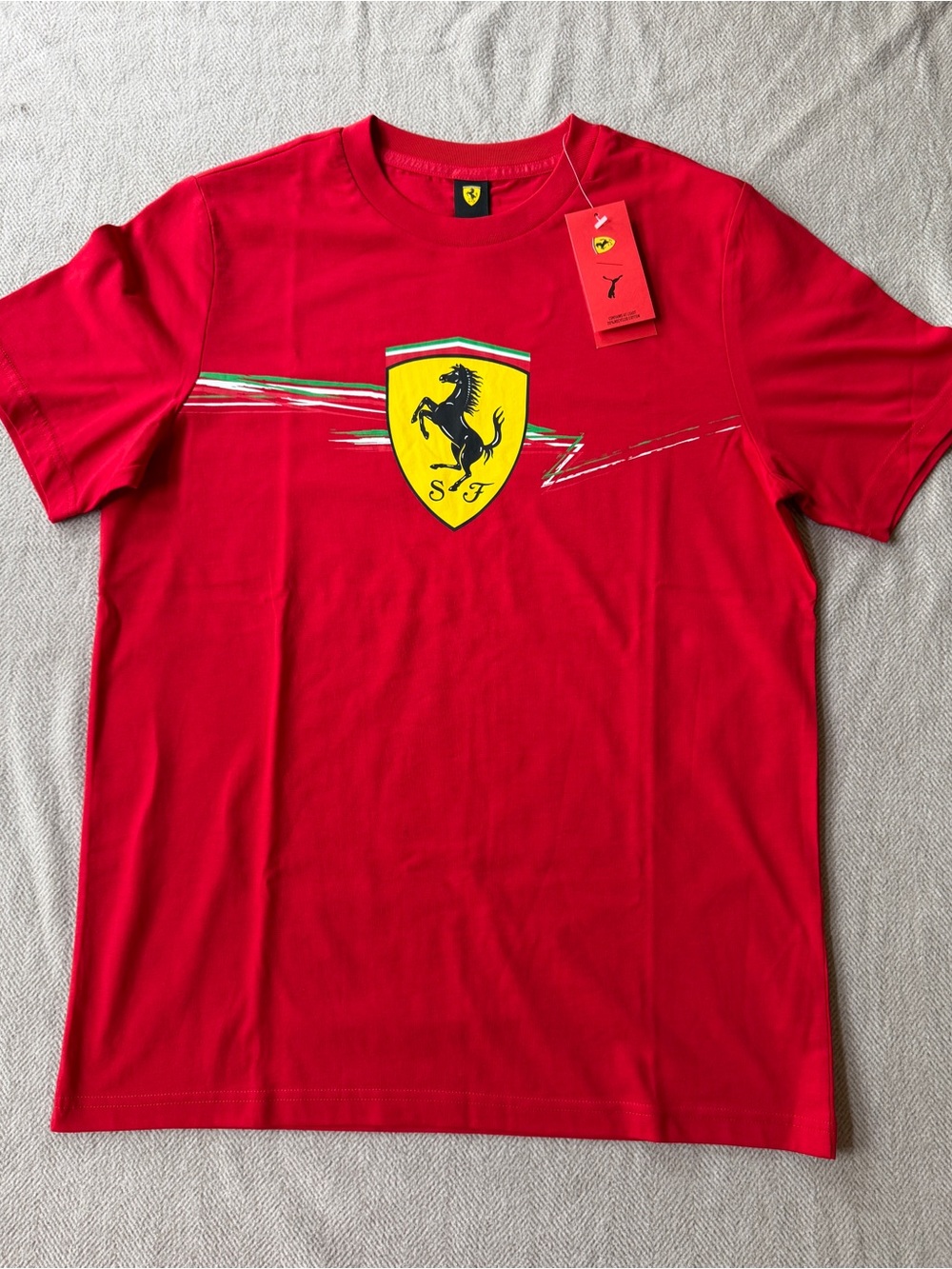 Ferrari Red Short-Sleeve Logo Tee with Yellow Shield